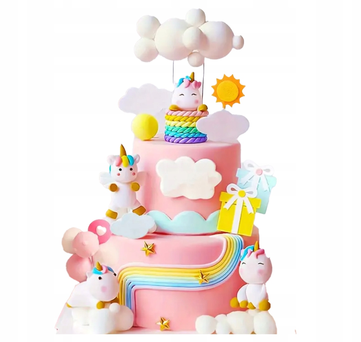 Velká sada dekorací Dort Einhorn Unicorn jednorožec Duha Obláčky Koník