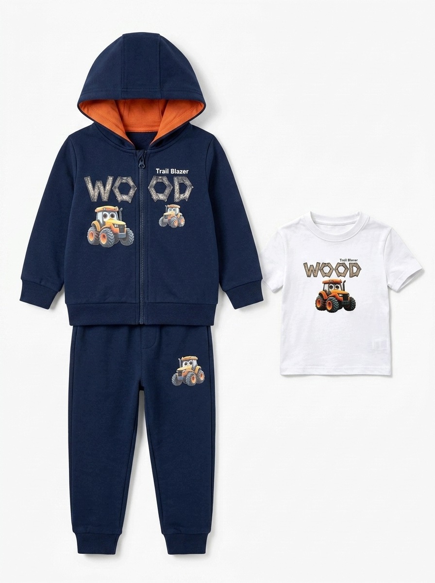 Komplet dresowy chłopięcy 104 3 częściowy bluza golf spodnie traktor 4 lata