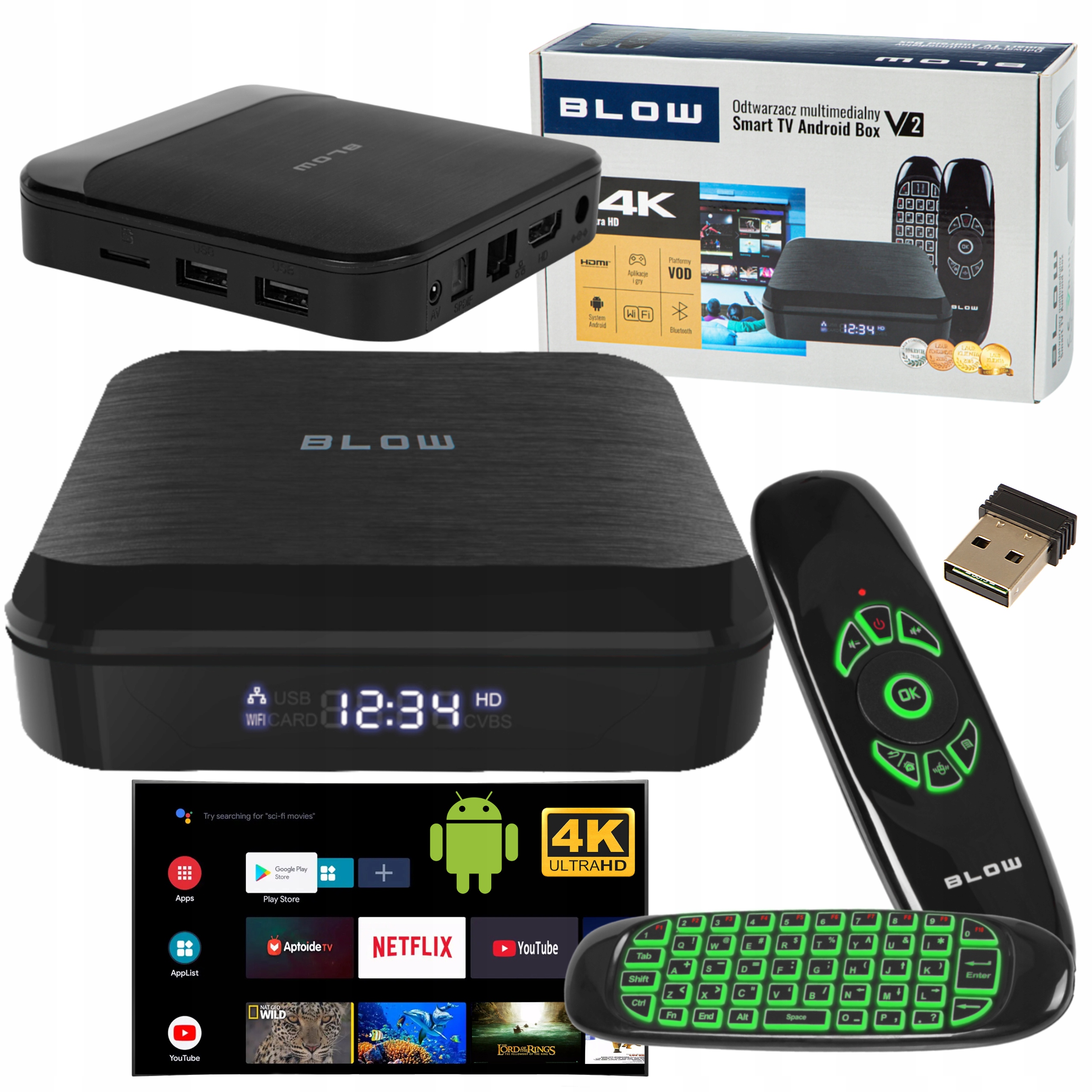 SMART BOX TV ANDROID 12 BLUETOOTH 4K WIFI ODTWARZACZ HDMI PILOT PRZYSTAWKA