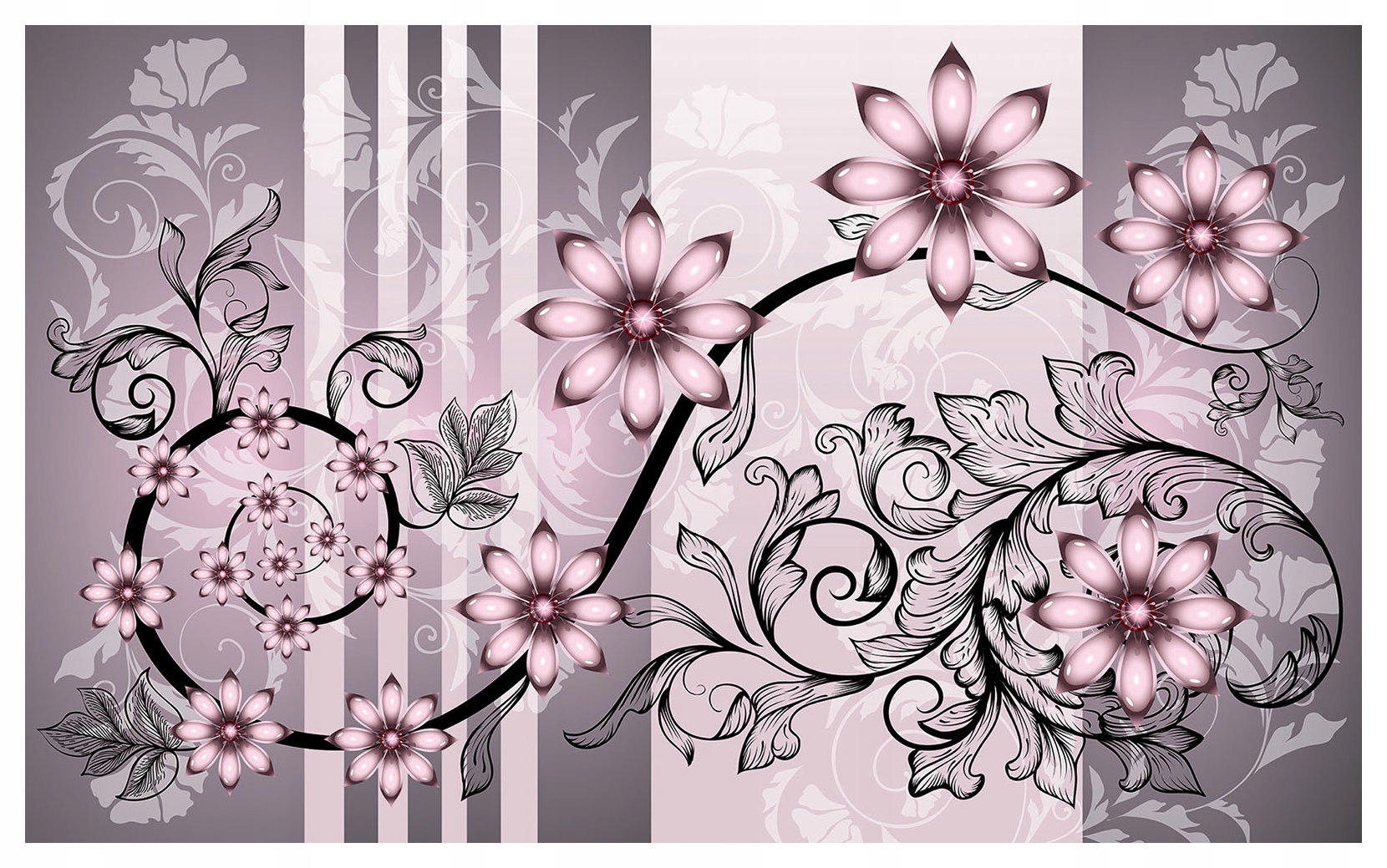 Fototapeta Květiny Listy a pruhy Vintage a grafické vzory 350x250 lepidlo