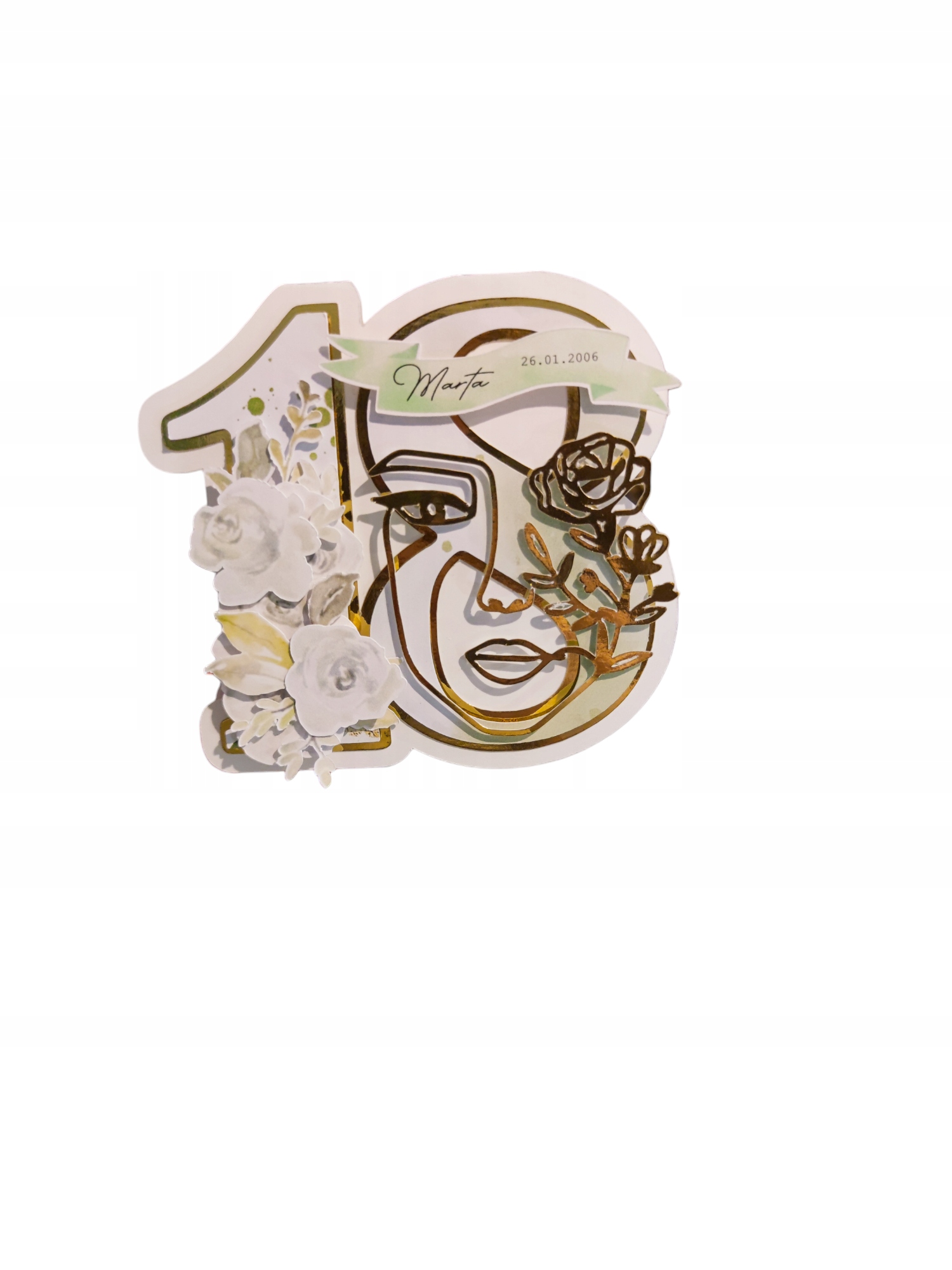 Přání k 18. narozeninám, ve tvaru číslice, se jménem