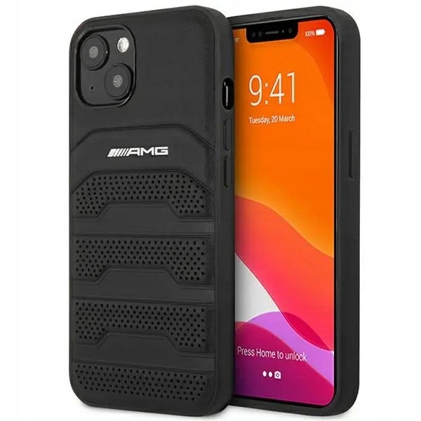 Etui Amg Leather Debossed Lines na iPhone 14 Plus czarne Mercedes