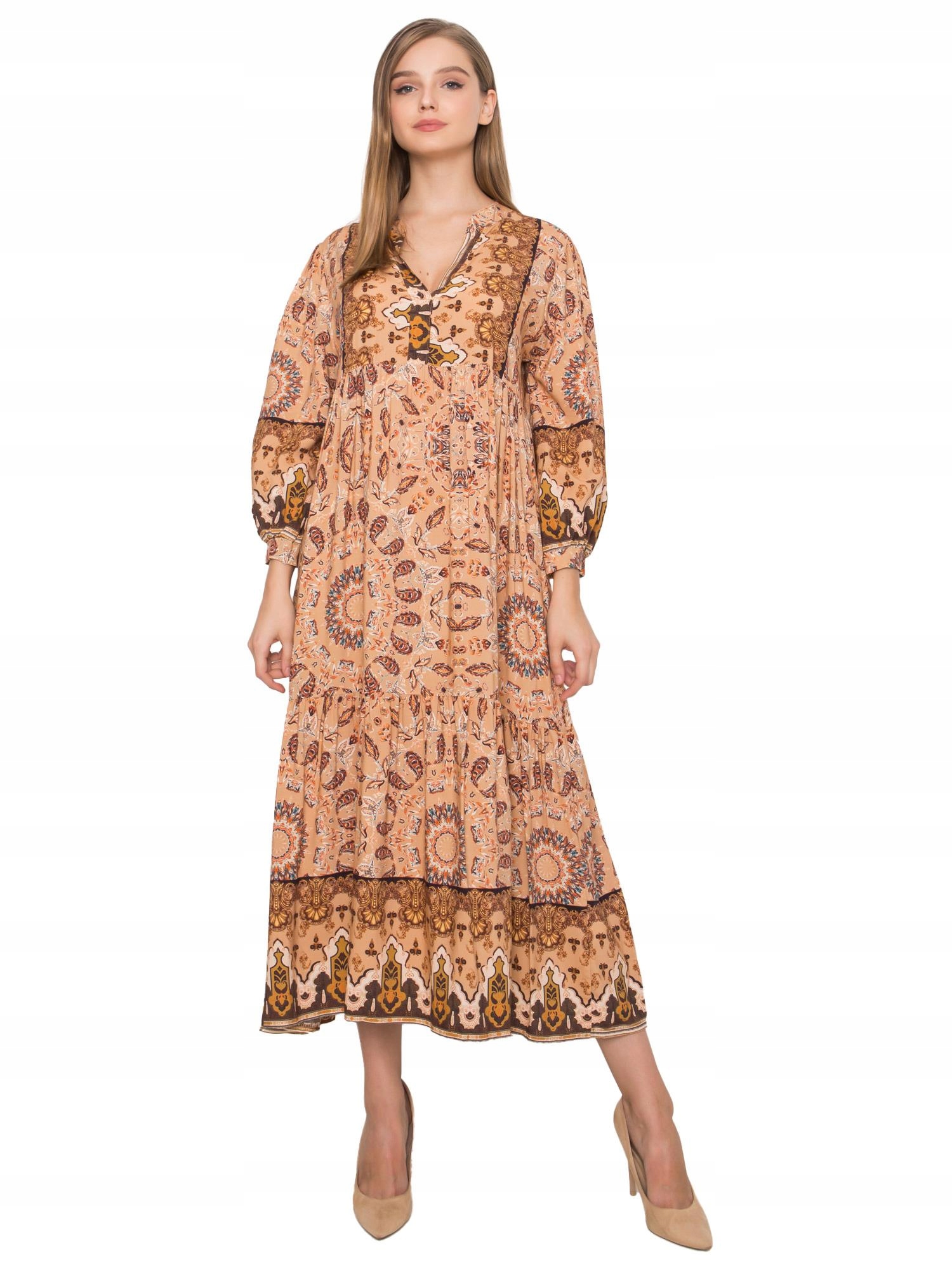 

Sukienka Damska rozkloszowana boho we wzory