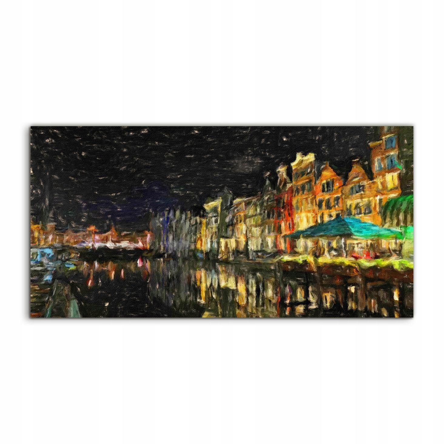 Akrylový obraz 100x50 moderné mesto Noc Amsterdam