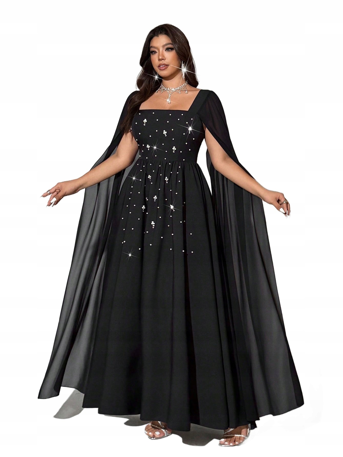 Shein Plus Size Černá Elegantní Šaty S Ozdobami 52 1 Ma