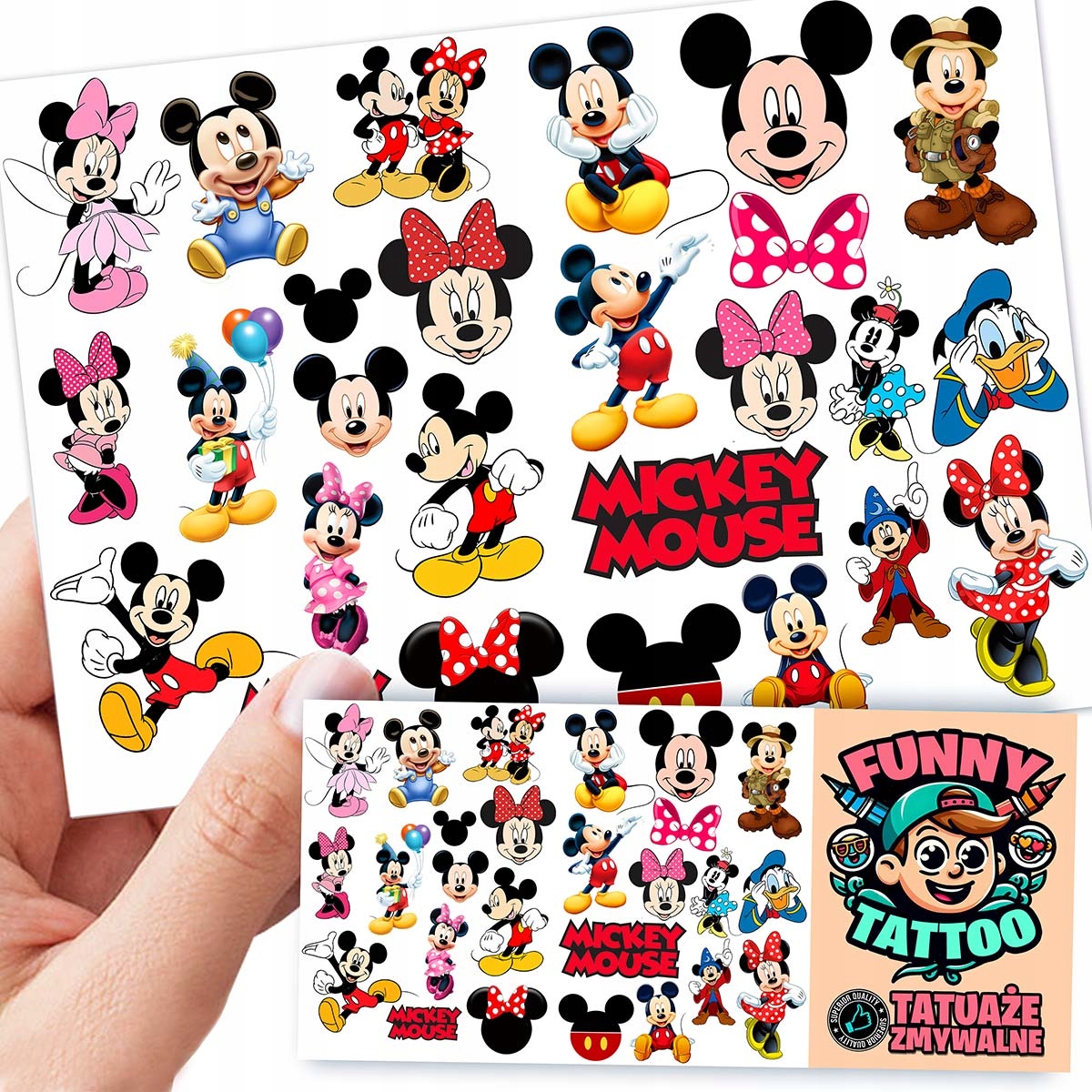 TATUAŻE ZMYWALNE DLA DZIECI DZIECIĘCE MYSZKA MIKI WZORY JAKOŚĆ