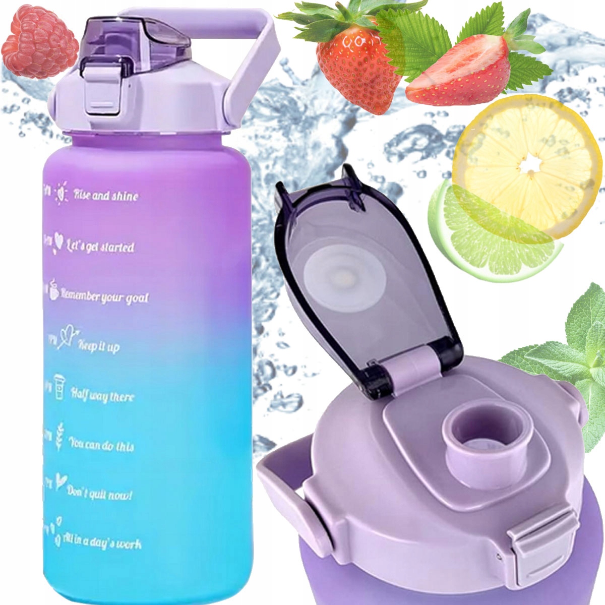 BIDON SPORTOWY 2L BUTELKA MOTYWACYJNA NA WODĘ RURKA UCHWYT PODZIAŁKA 2000ml Pojemność 2000 ml