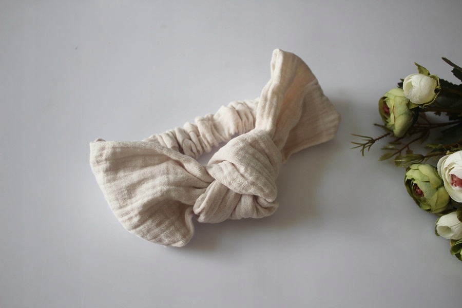 Opaska supełek muślin blady beż
