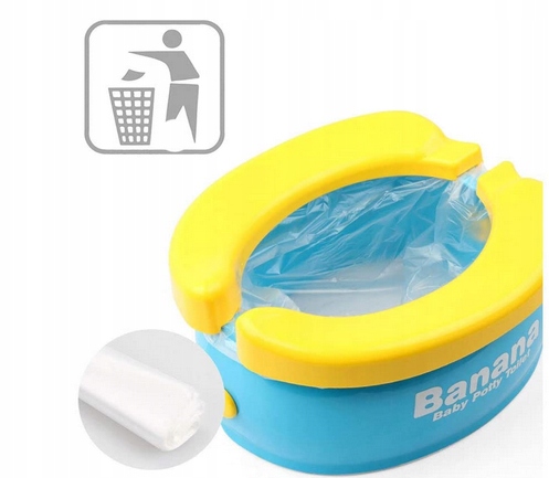 SULANKSTOMAS VAIKŲ PUIKIUKAS KELIONINIS TRONIS BANANŲ Turistinis nešiojamas tualetas, daugkartinio naudojimo