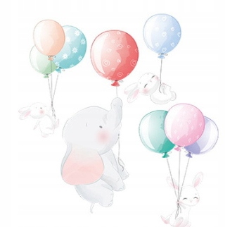 

Naklejki na ścianę króliczki balony Słonik