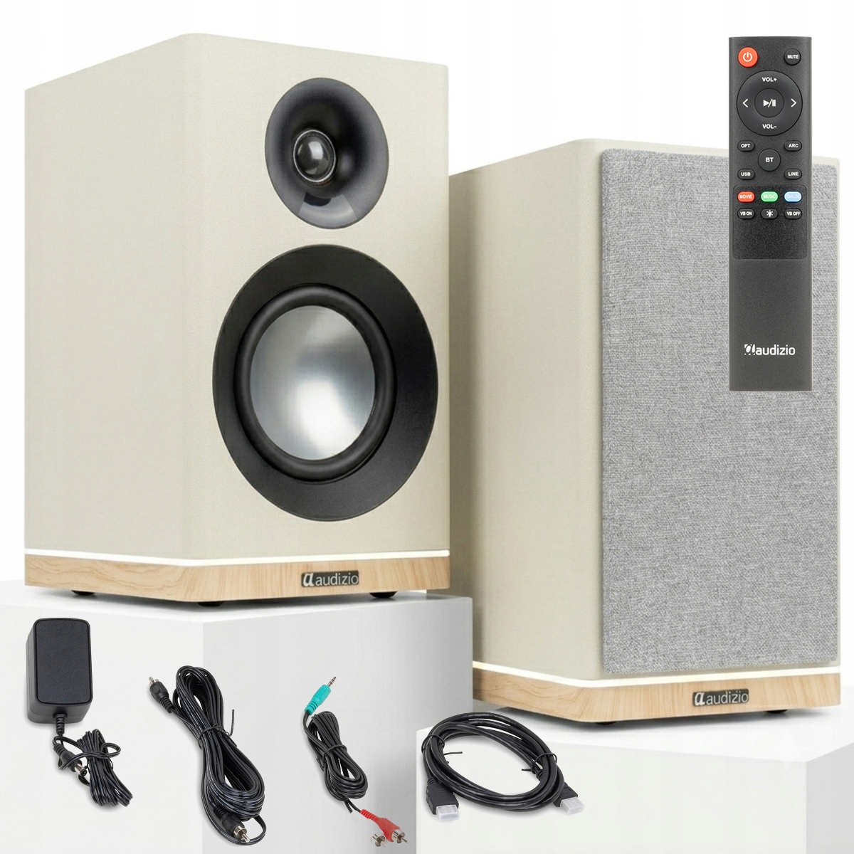 Audizio KS12 80 W Bt Aktívne Stojanové Reproduktory Monitory Hdmi Led Beige
