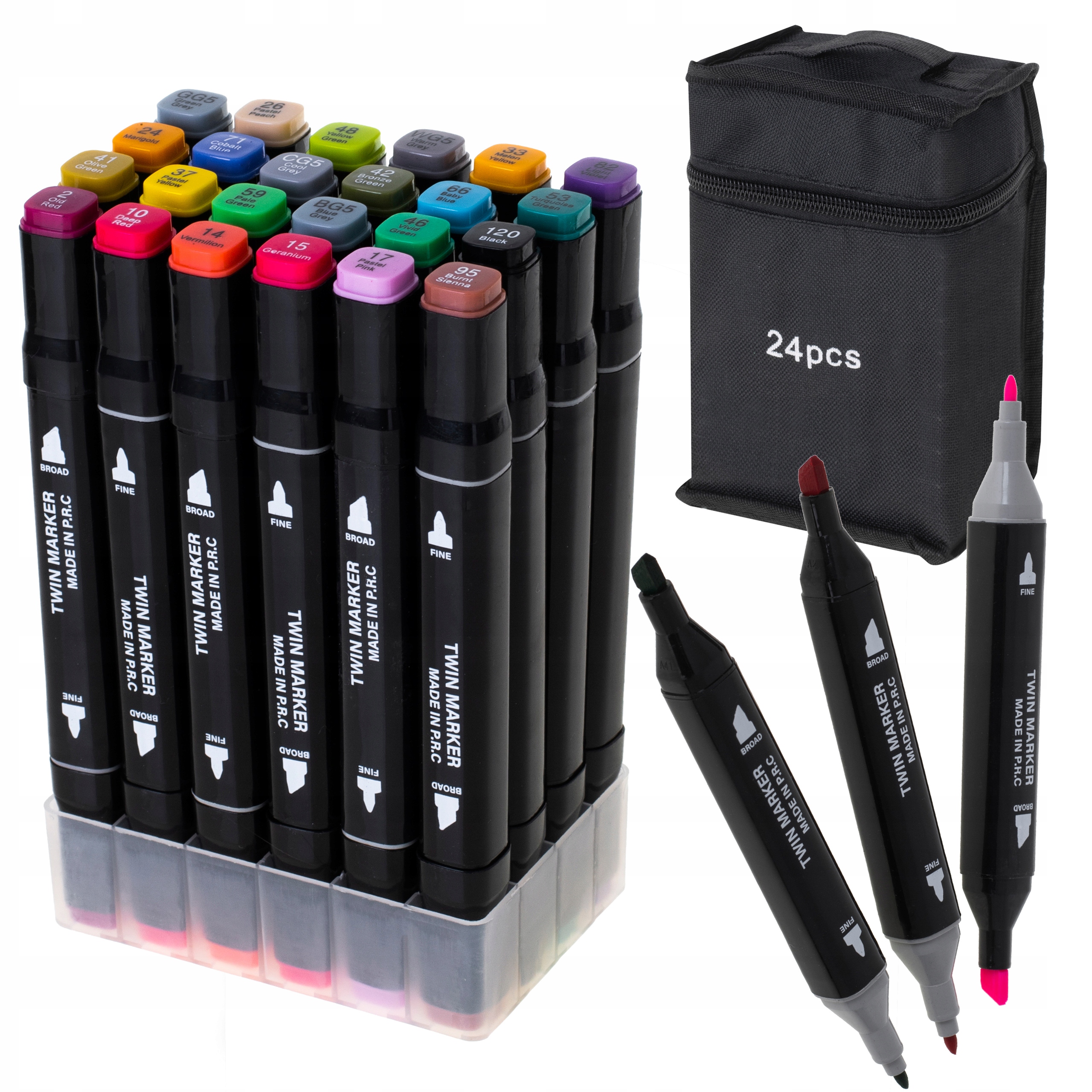 

Markery alkoholowe dwustronne etui podstawka 24szt