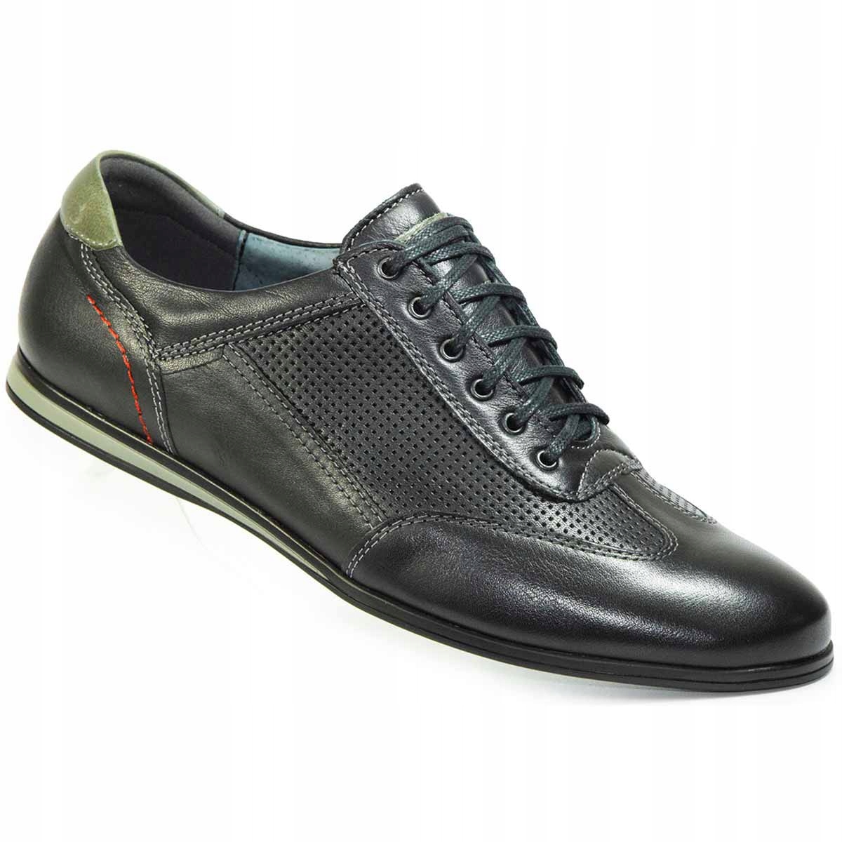 Buty półbuty męskie skórzane czarne polskie 42