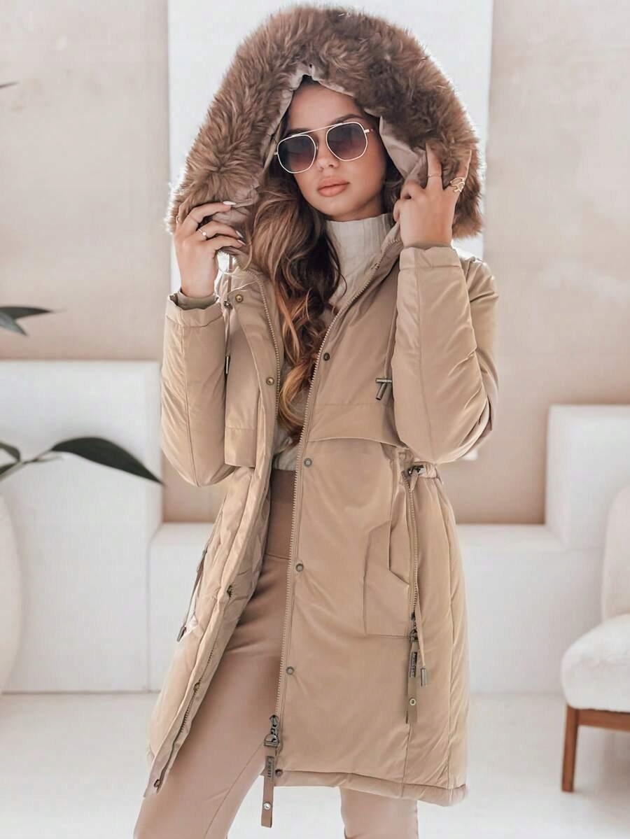 Shein béžová bunda s kapucí S06 XL