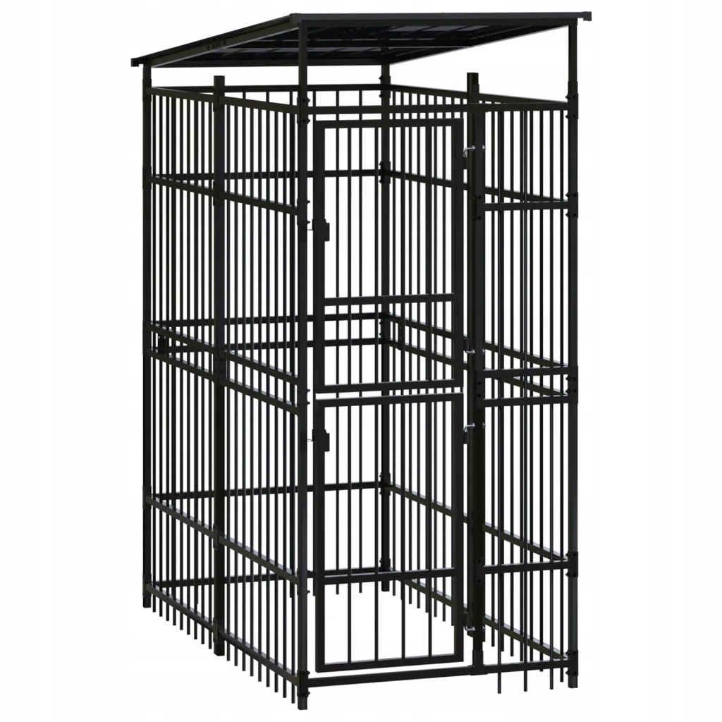 Kotec pro psy se zastřešením, ocelová, 1,84 m²
