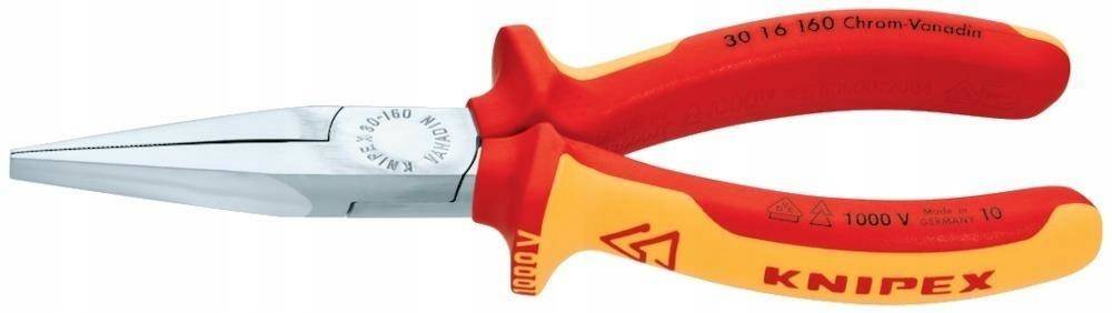Ploché kleště prodloužené, tvar 1 Vde 160 mm Knipex