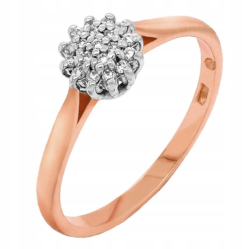 ZŁOTY PIERŚCIONEK Czerwone, Różowe Złoto Zaręczynowy z Brylantami 585