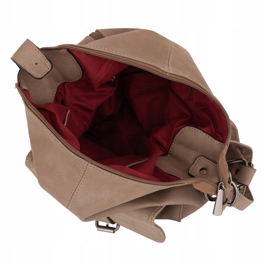 TAUPE TOREBKA DAMSKA PLECAK CAPPUCCINO 2w1 WOREK TORBA SHOPPER JGL Kolor beżowy