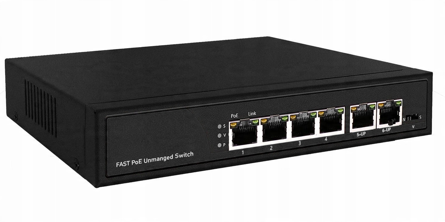 

Switch PoE 4x PoE 2x Lan 60W do kamer Ip PoE HiPoE