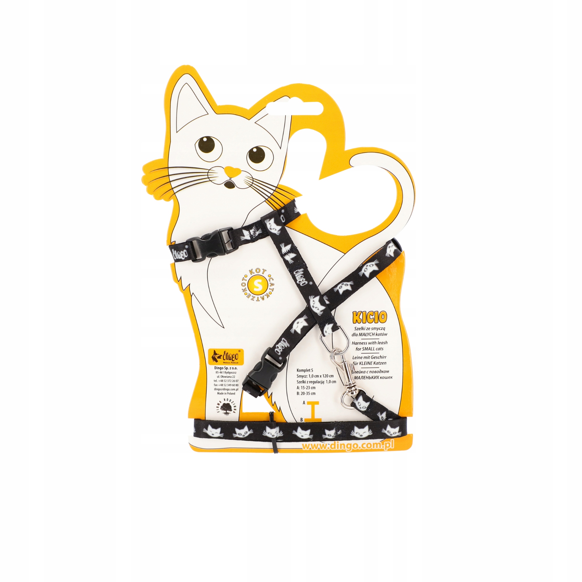 Levně Dingo Postroj Vodítko pro kočky Kicio Černá