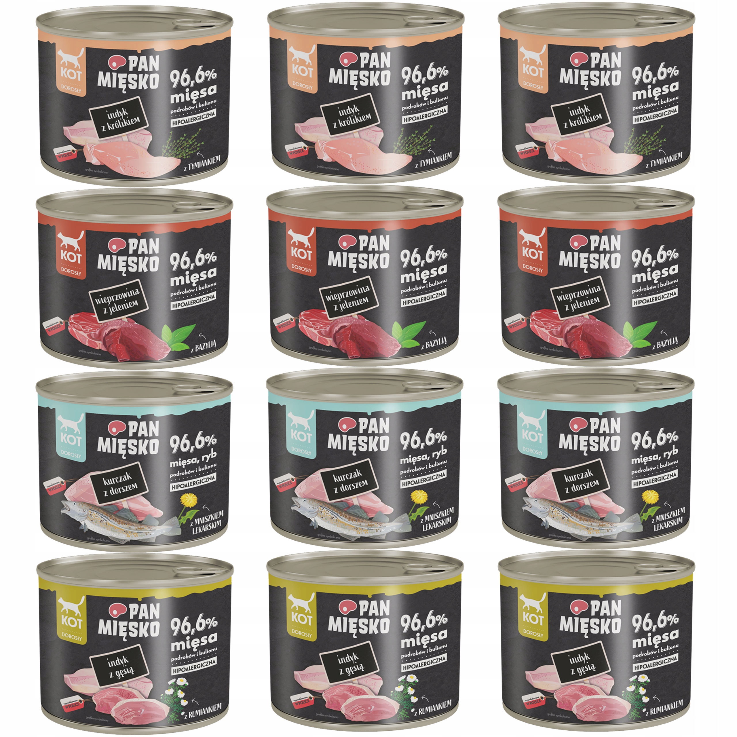 Pan Mięsko Karma mokra dla kota MIX Smaków 12x 200g