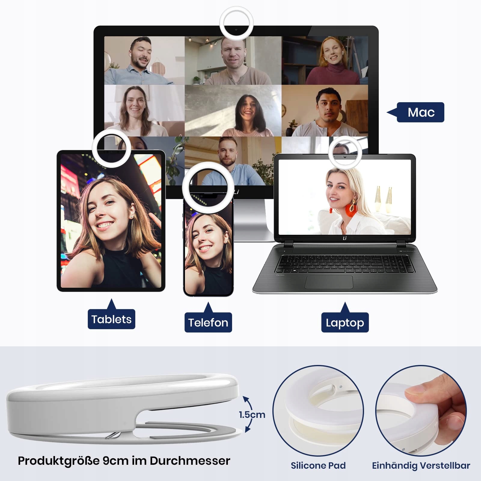 HANDY Nalezuns 40 LED Lampa Selfie Do Telefonów Laptopów i Makijażu — miniatura 2