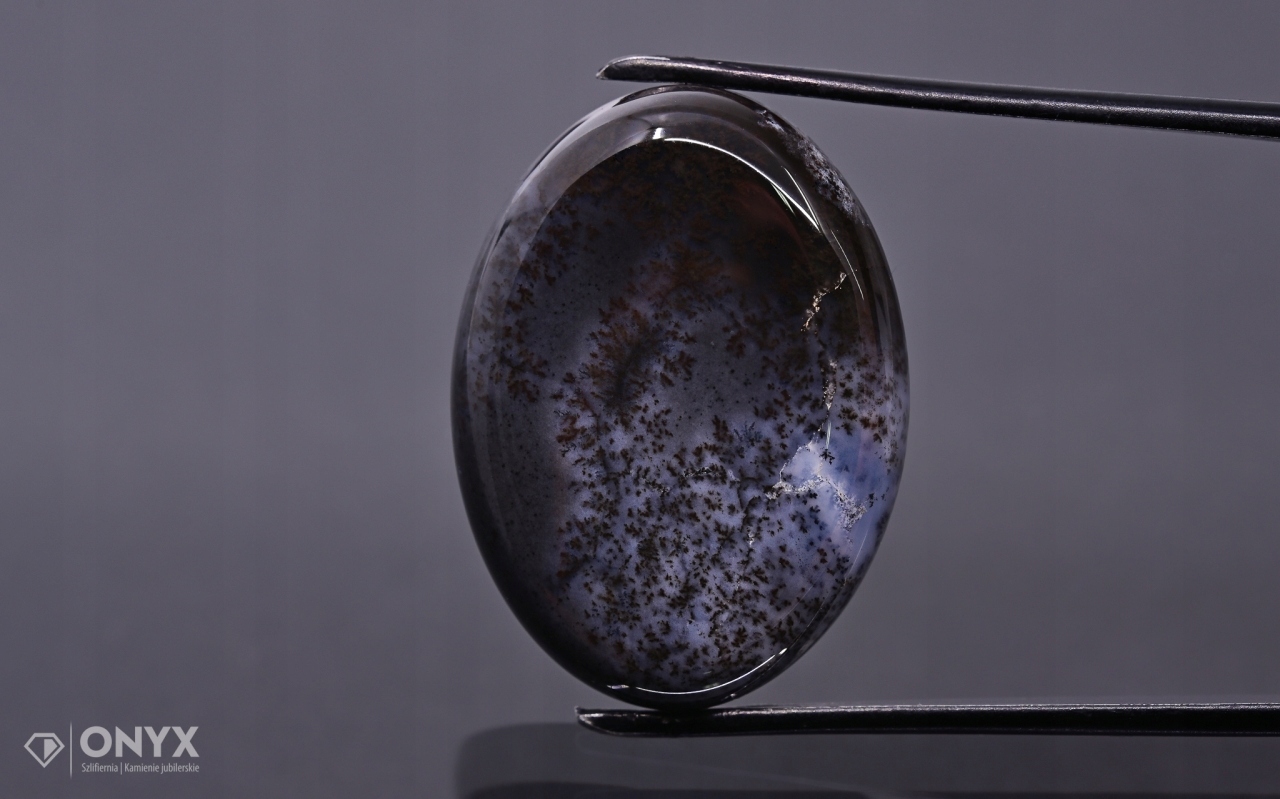 Dendritový achát z Turecka kabošon ovál 30x22 mm