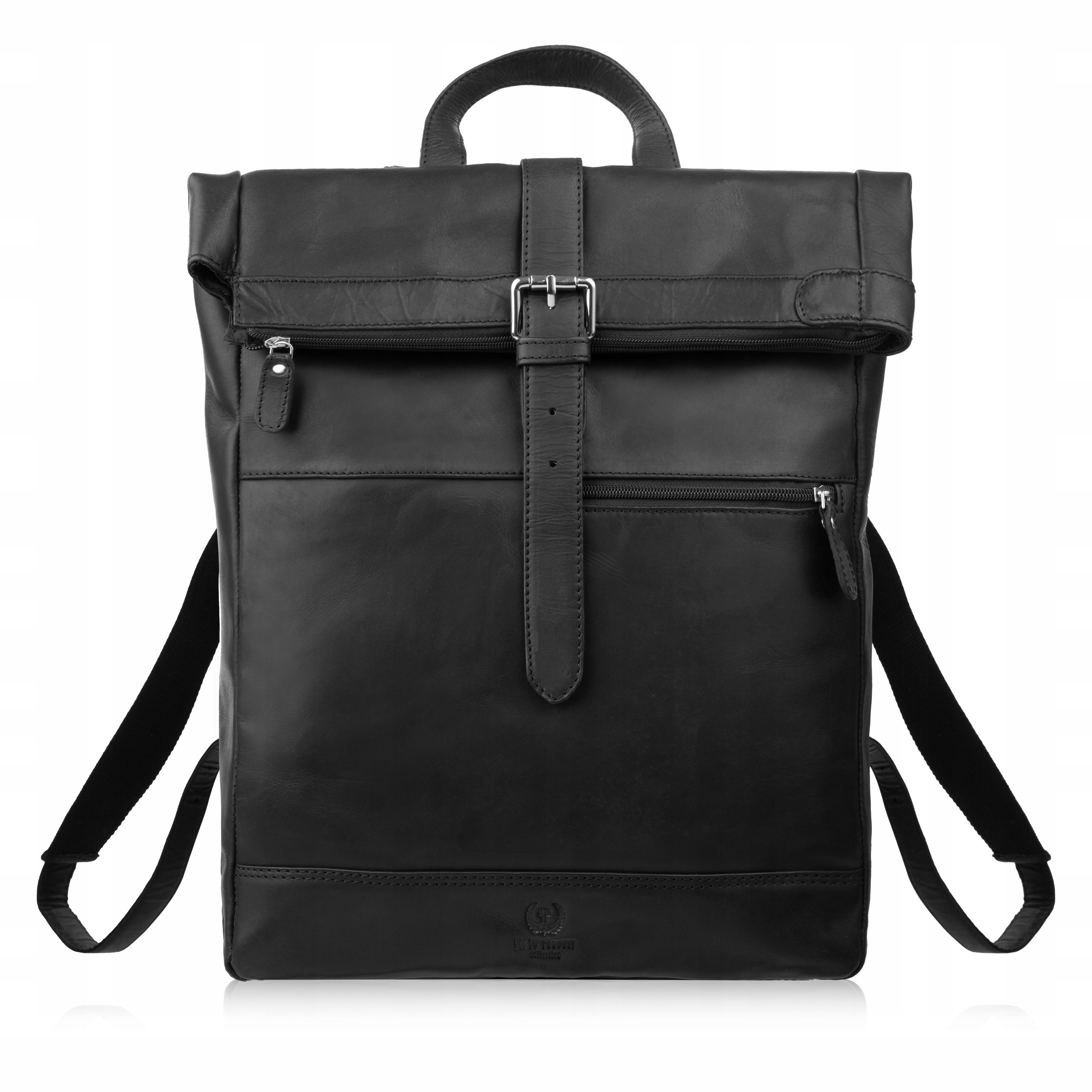 Batoh roll top kožený vintage na městský notebook černý Paolo Peruzzi