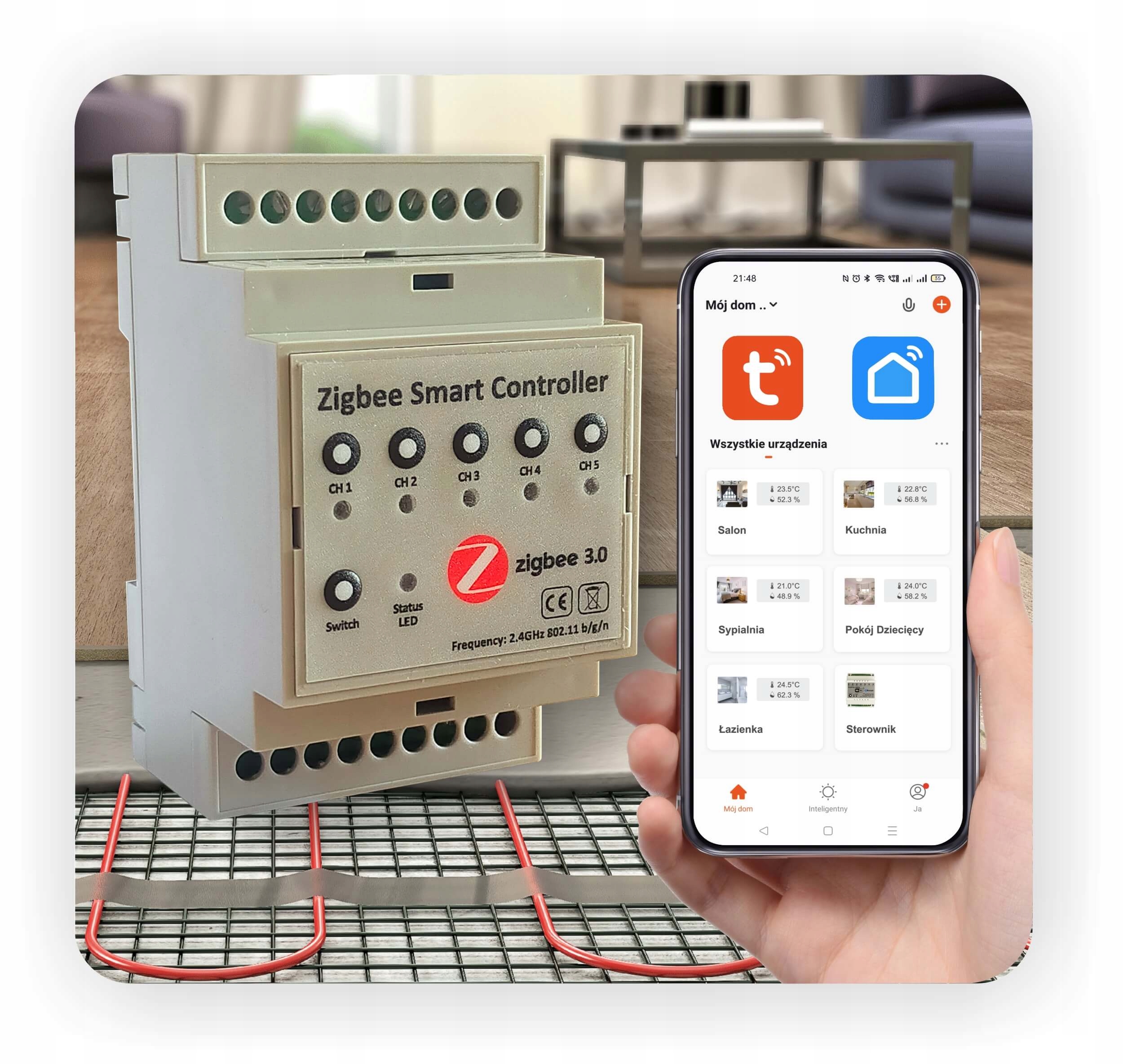 Regulátor podlahového vykurovania Zigbee – 5 zón