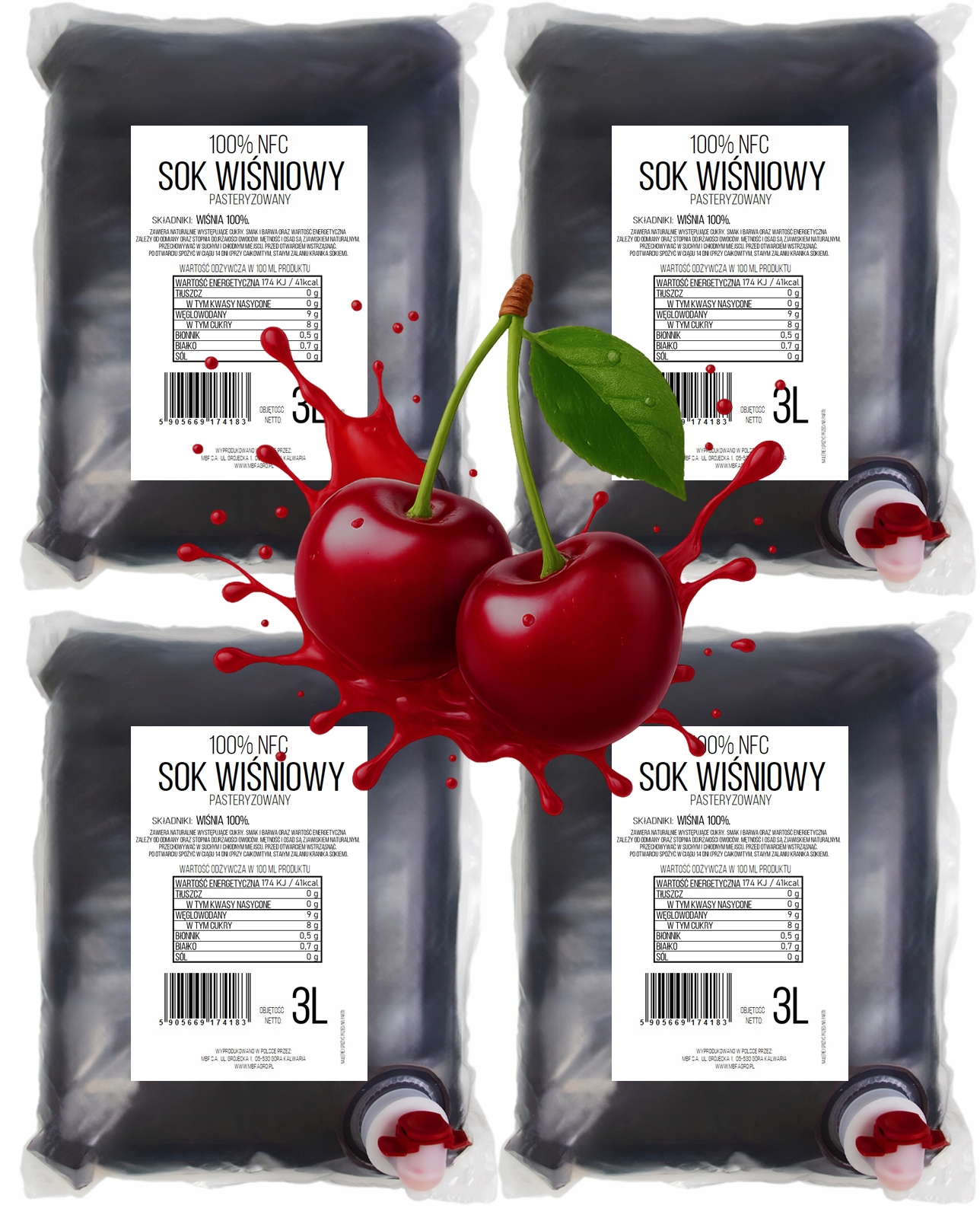 Levně Višňový Džus Lisovaný 100% Nfc Pure Press Višeň Set 4 x 3L