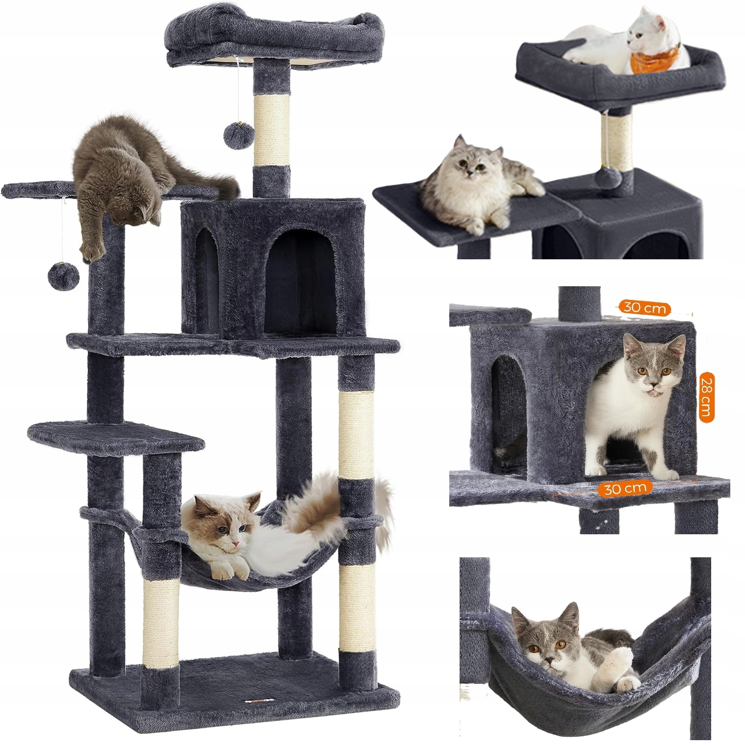 Levně Drapak Pelíšek Škrabací Sloupek Věž Feandrea 143 CM