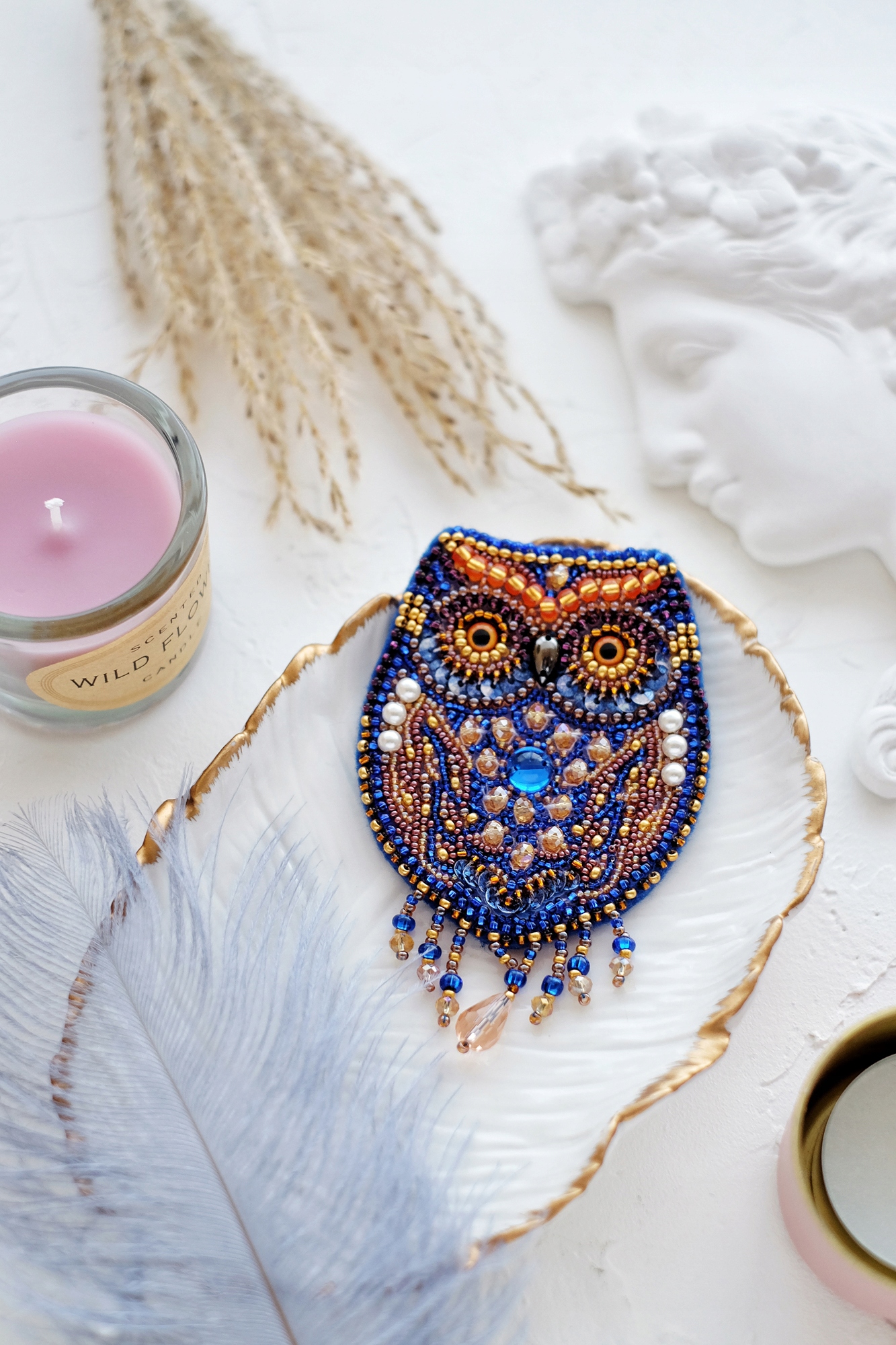 Vyšívací sada na šperky "Owl" Diy brož