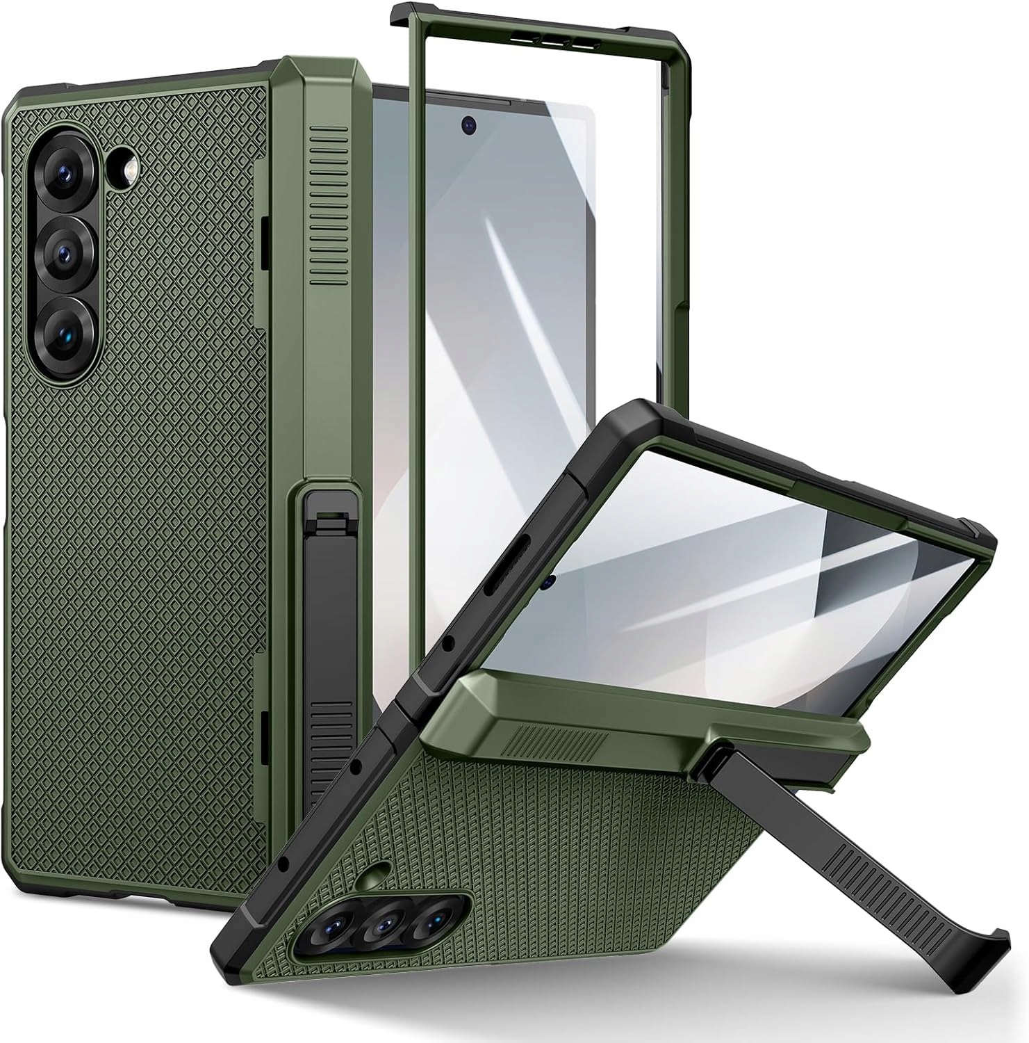 Doeshine etui 360 Samsung Galaxy Z Fold 6 folia ochronna Przód stojak Moro