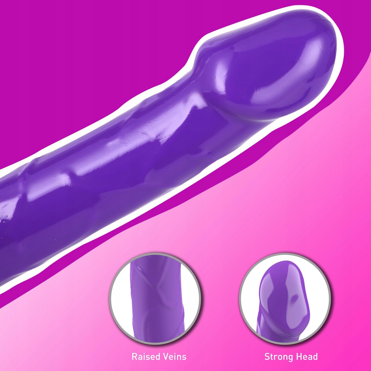 LOVEHONEY Podwójny Dildo StrapOn Dla Par Lesbijskich Fioletowy — miniatura 2