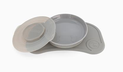 Twistshake Click Mat Mini + talerz z pokrywką Grey