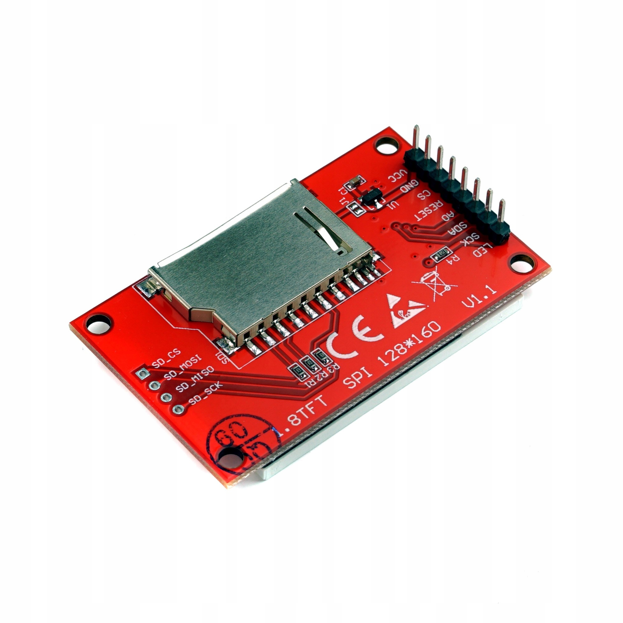 Wyświetlacz LCD TFT 1.8" SPI ST7735S z czytnikiem kart SD Stan opakowania oryginalne