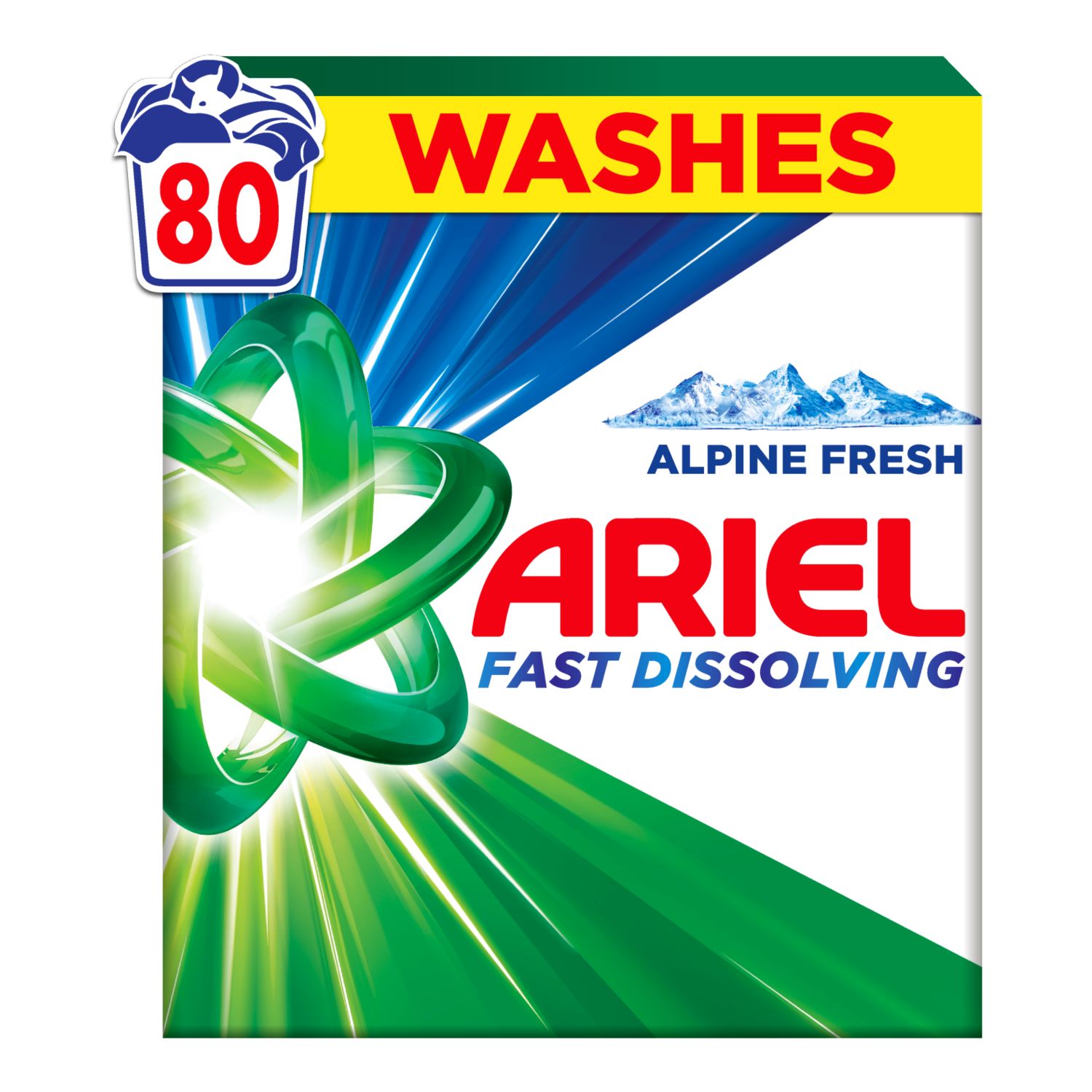 Ariel Alpine Fresh Fast Dissolving Proszek Do Prania Białego 80 Prań, 4,4kg