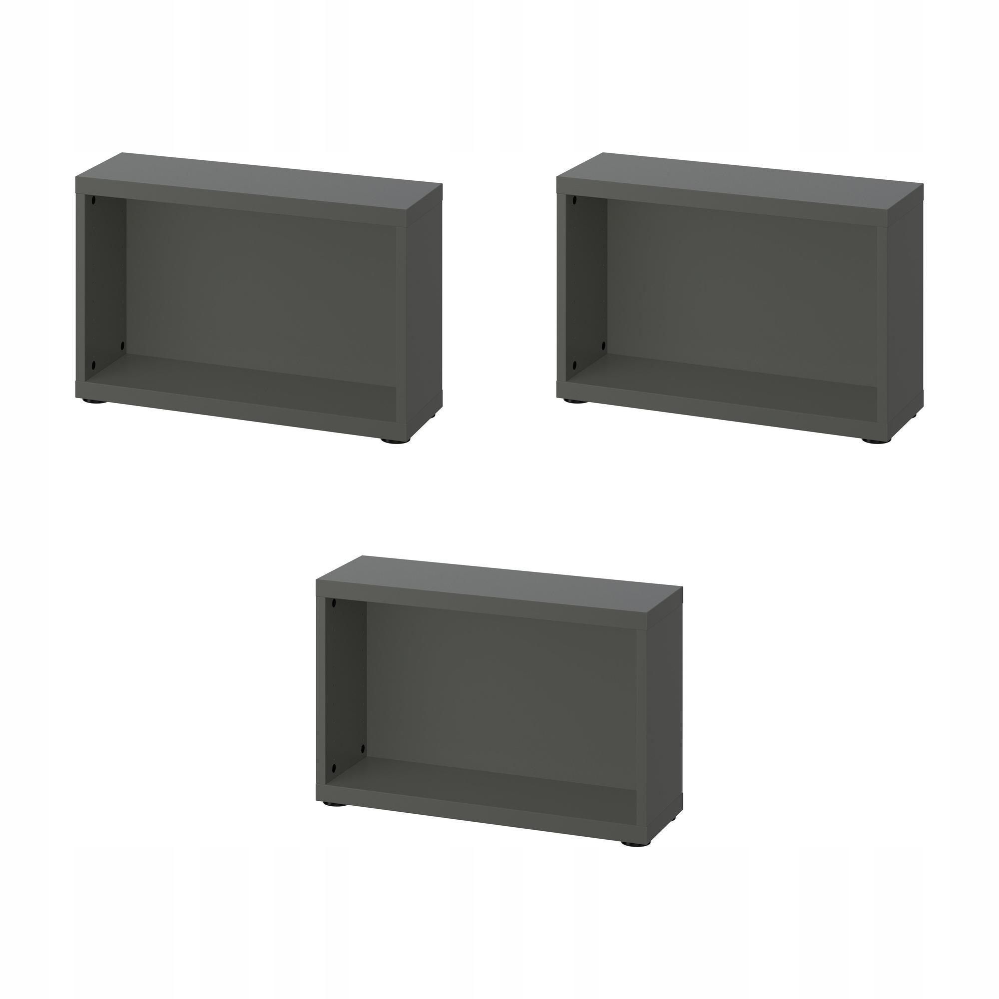 3 szt. Besta Obudowa ciemnoszara 60x20x38 cm mebel wiszący stojący