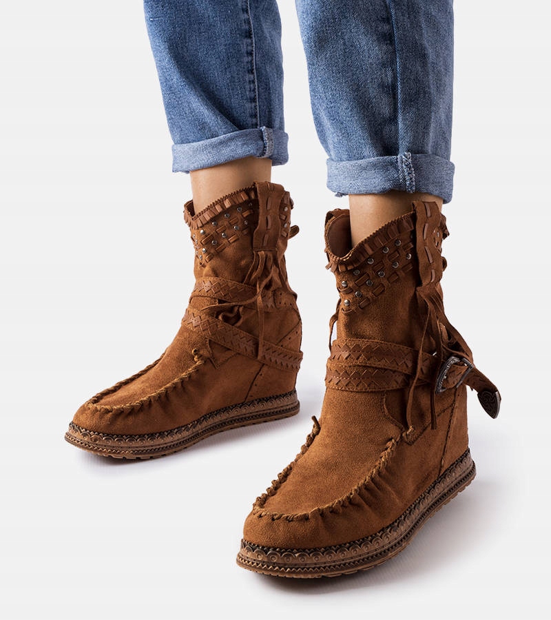 Brązowe botki na koturnie Beausoleil 37 Rozmiar 37