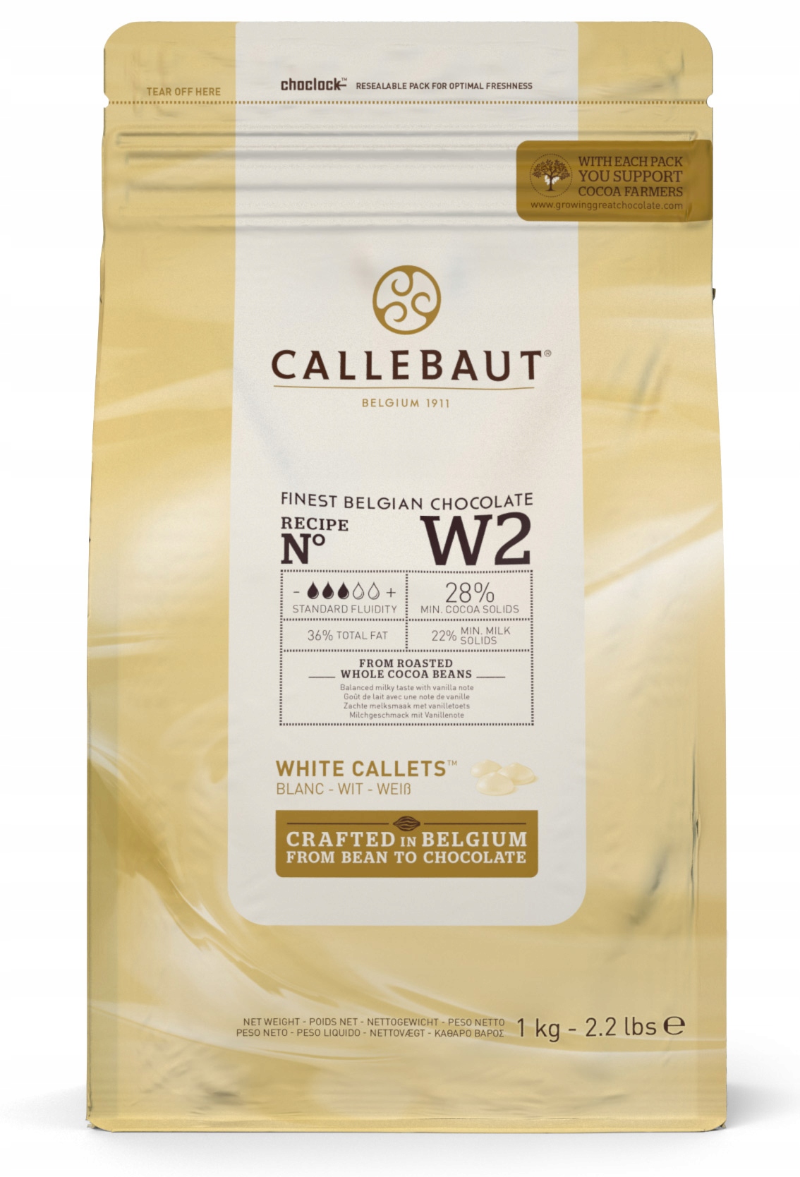 Czekolada Callebaut biała W2 1kg w pastylkach 28% Data 06.08.2027