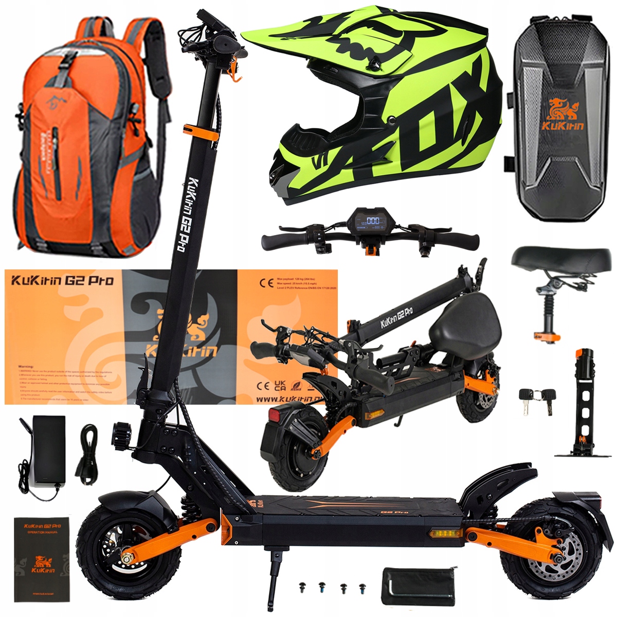 Składany Pojazd Elektryczny Kukirin G2 Pro 1000W 48V 15.6AH 45KM/H +Prezent