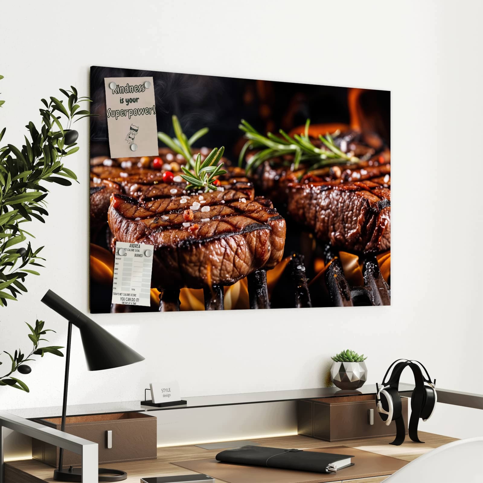 Magnetická tabule Grilované Steaky 90 × 60 cm
