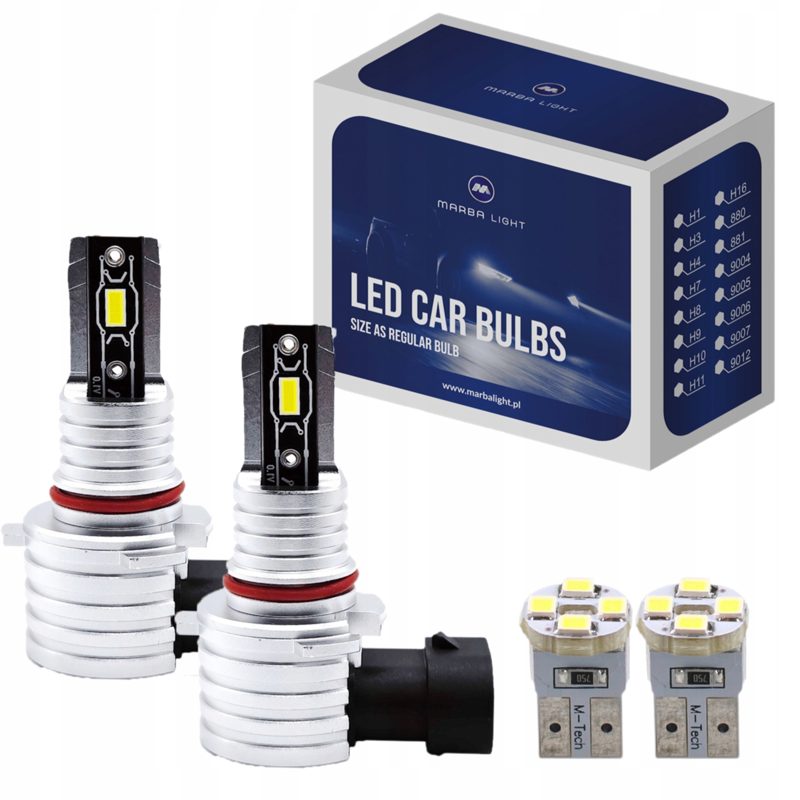 HB3 Led Marba Light Originální Velikost 1:1 6000K 12V-24V Bílá W5W