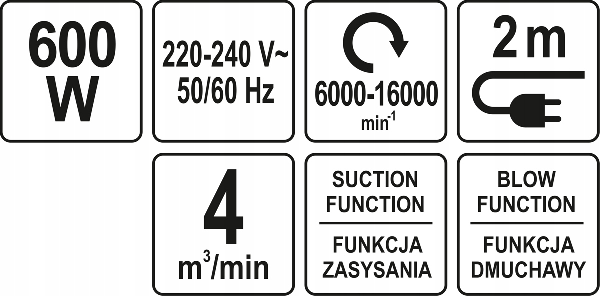 YATO DMUCHAWA DO LIŚCI WIÓRÓW ODKURZACZ REGULACJA Wydajność 4 m3/min