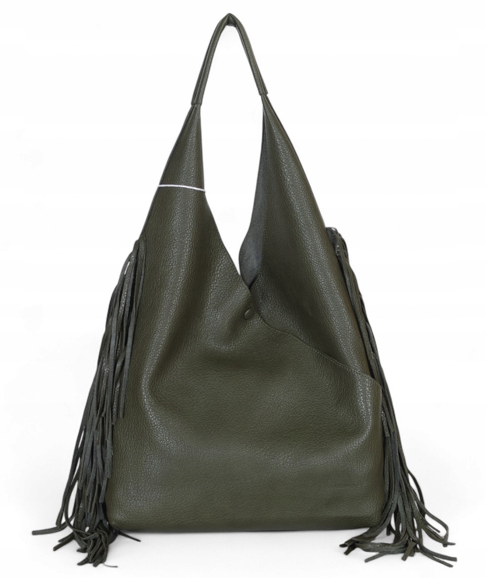 Nieziemska pojemna torebka damska Shopper Bag saszetka Pasek 2w1 Frędzle