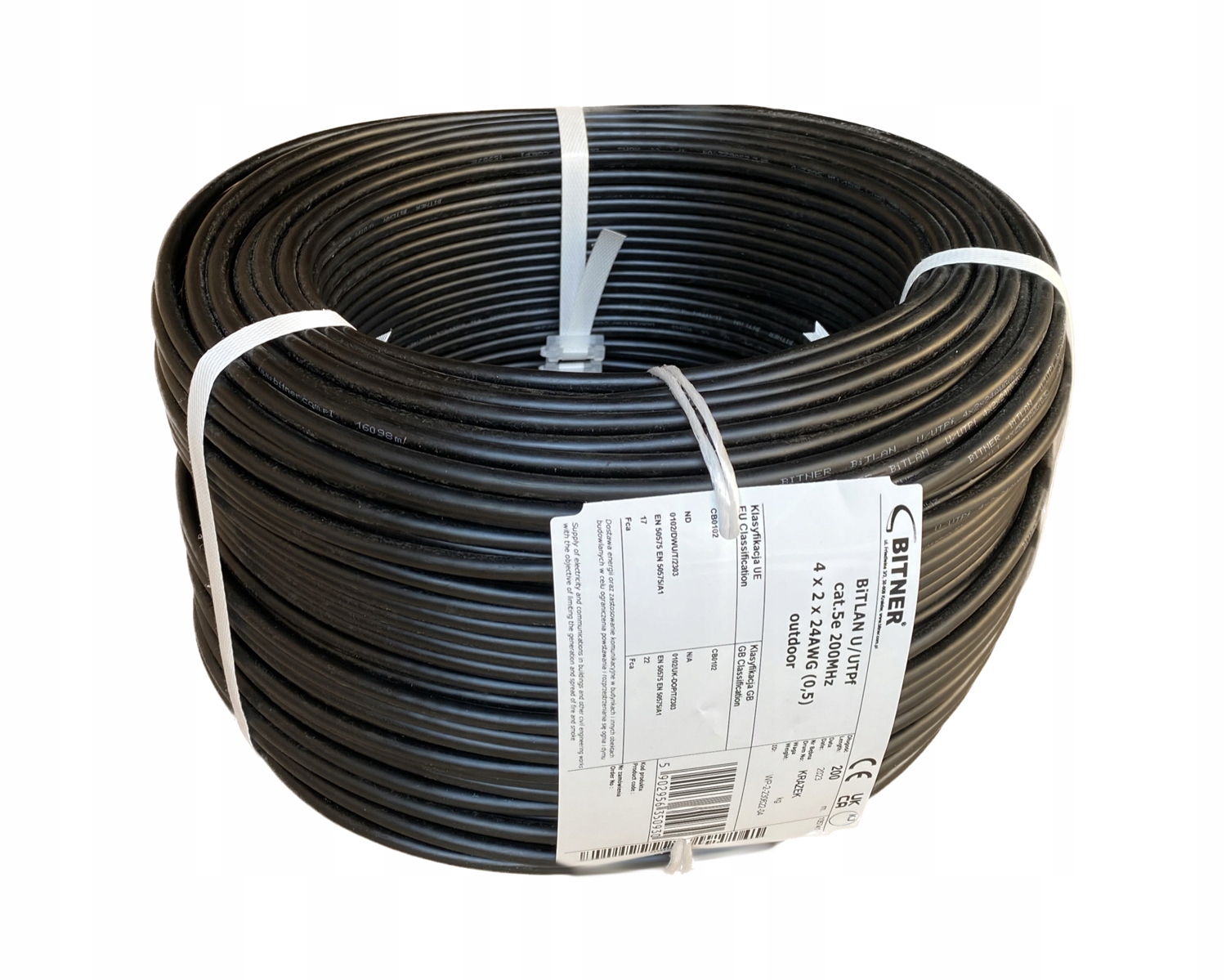 Kabel Utp Bitner kat.5e zewnętrzny, żelowany 200m