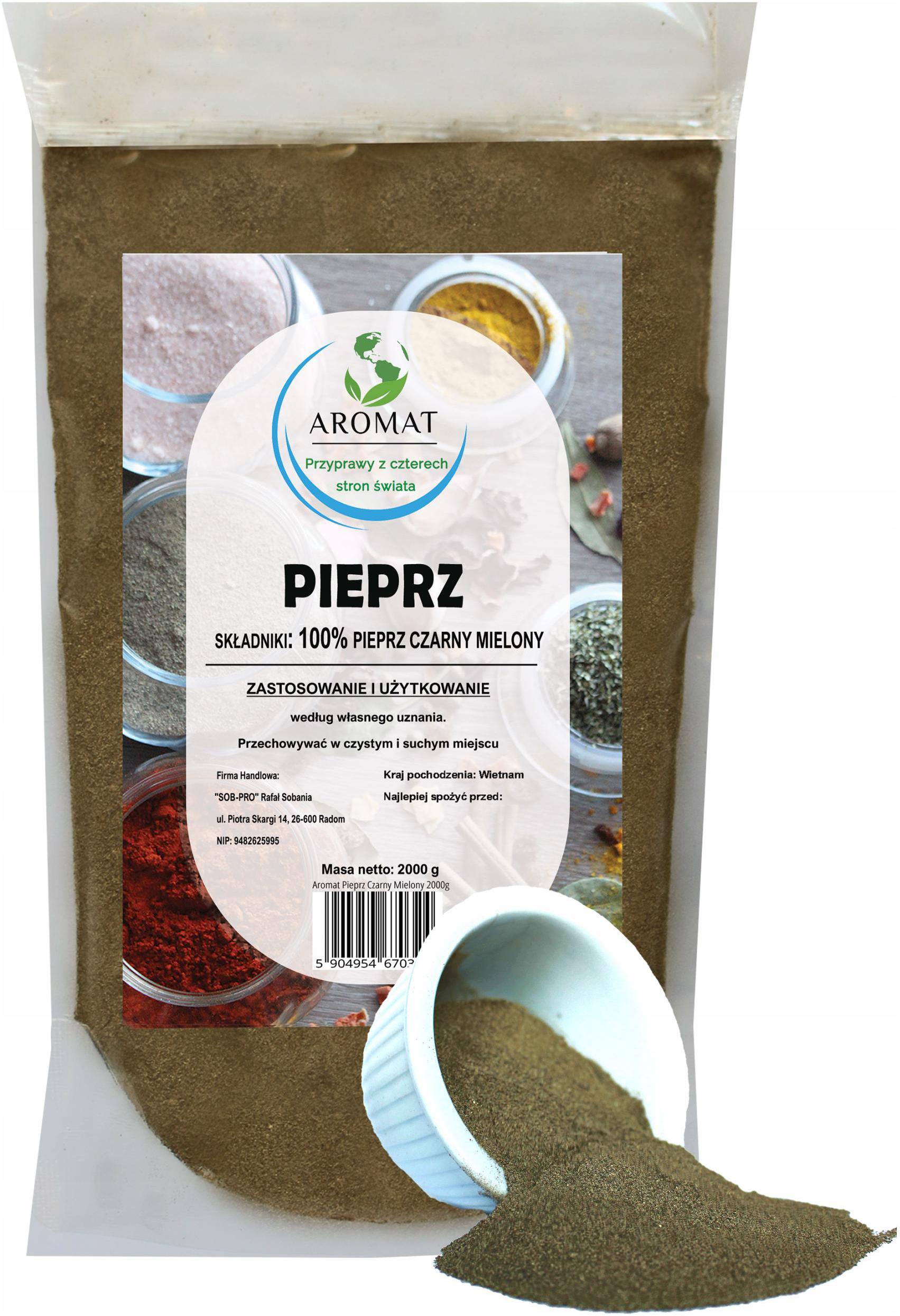 Levně Pepř Černý Mletý 2 kg 100% Přírodní Čerstvý, Aromatický Bez Přísad
