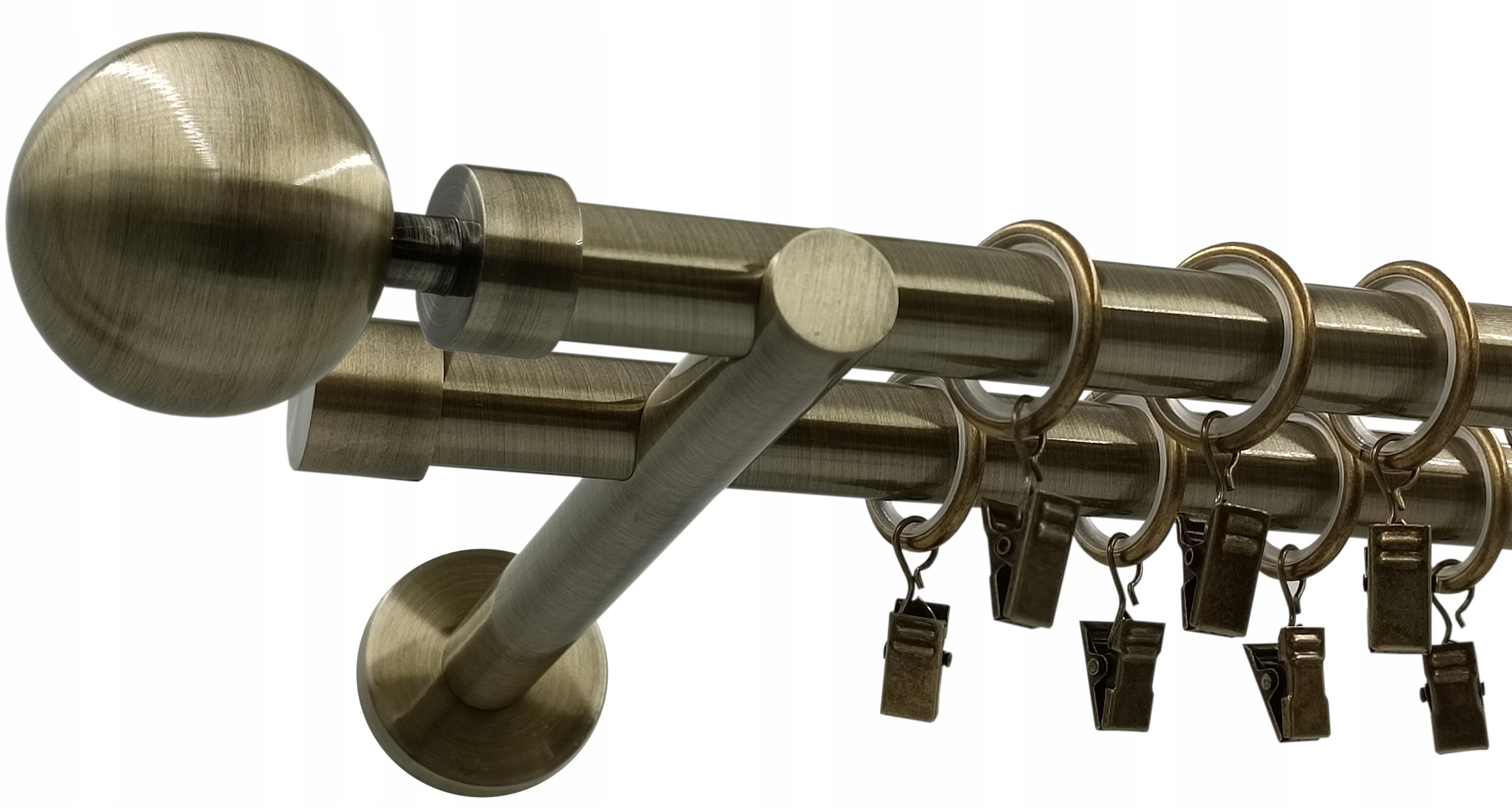 Garnýž Dvojitá Zlato Antik Ø19+19 mm Kula 120 cm