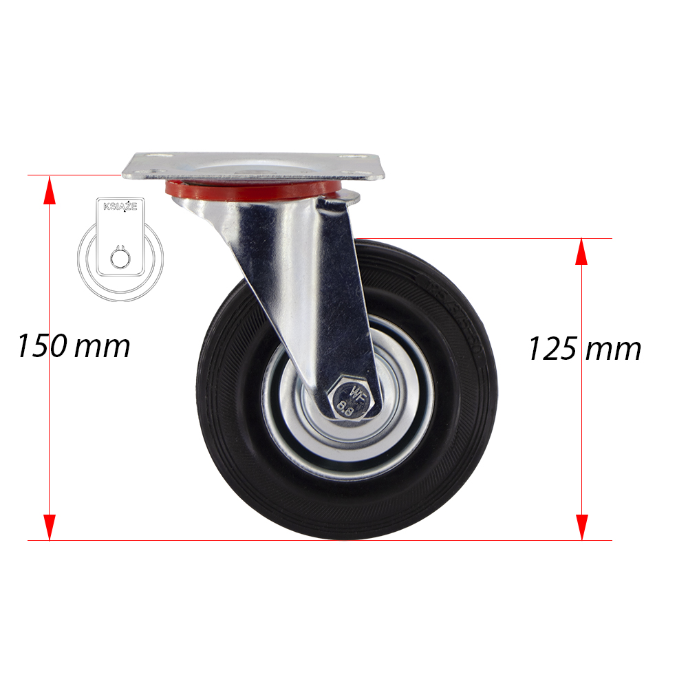 KOMPLET 4 SZT. KÓŁ fi 125 wózek regał 13STGU125 Kod producenta 13STGU125