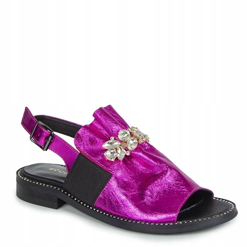Boccato 1026 Kožené Sandály S Ozdobou Fuchsiově Růžové 36
